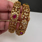 Matte Multi Red Green CZ Bangles