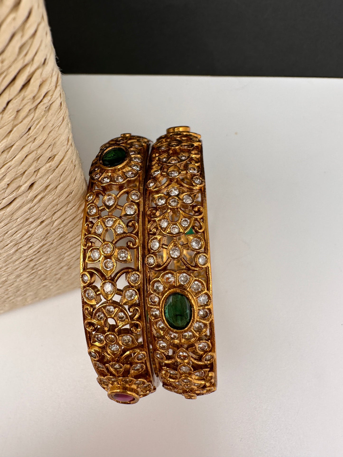 Matte Multi Red Green CZ Bangles