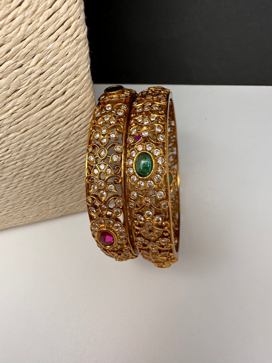 Matte Multi Red Green CZ Bangles