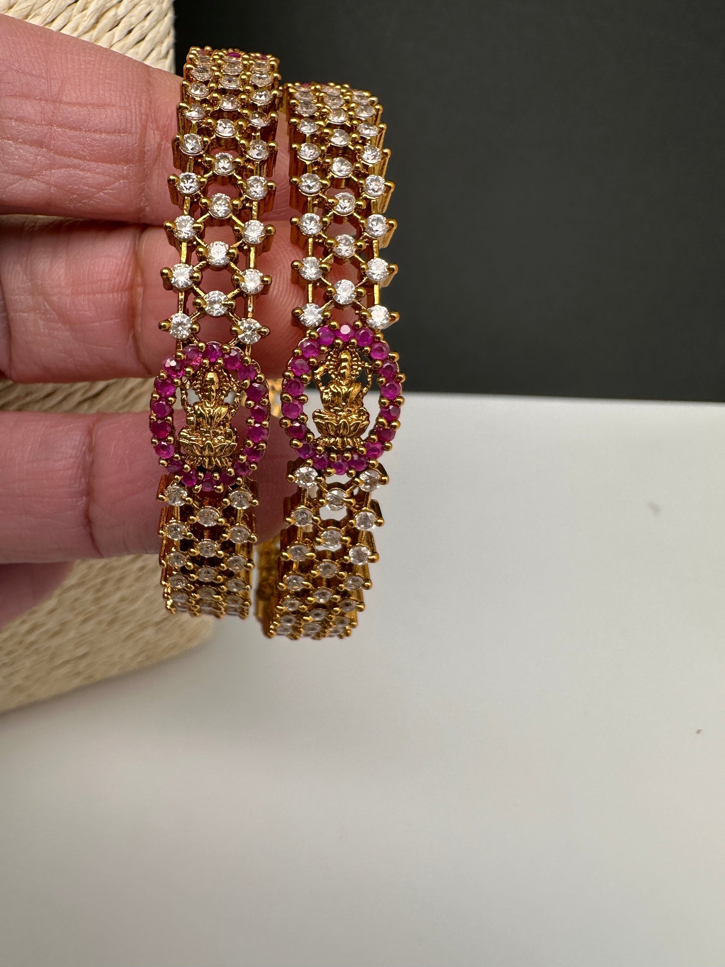 Matte CZ Goddess Lakshmi Bangles