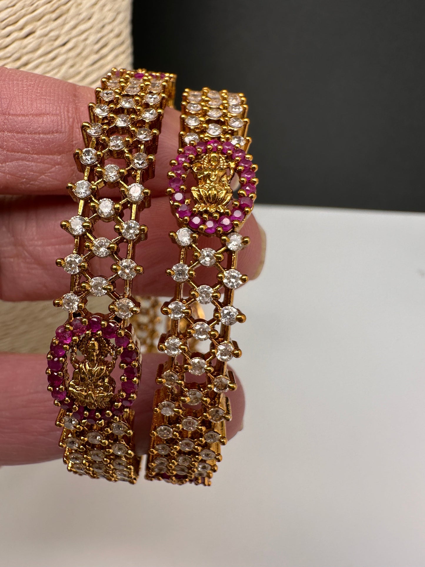 Matte CZ Goddess Lakshmi Bangles