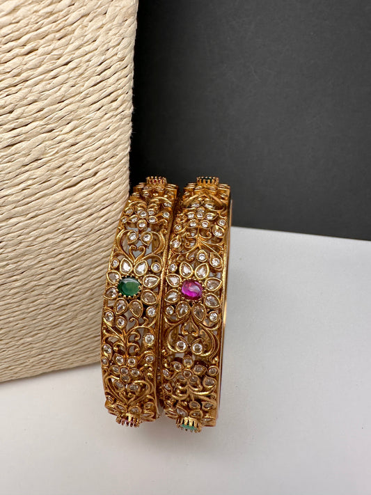 Matte Multi Red Green CZ Bangles