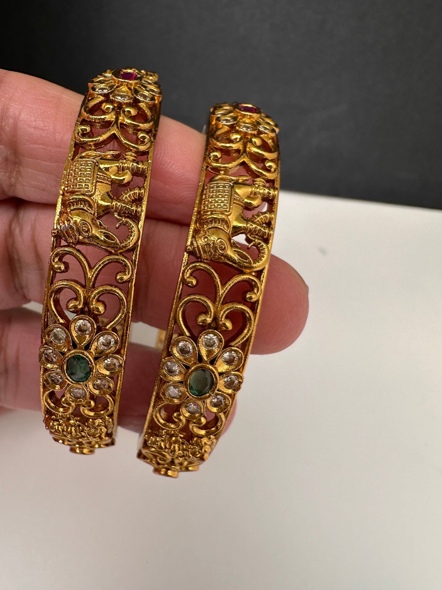 Matte Multi Color Goddess Laksmi and Elephant Bangles