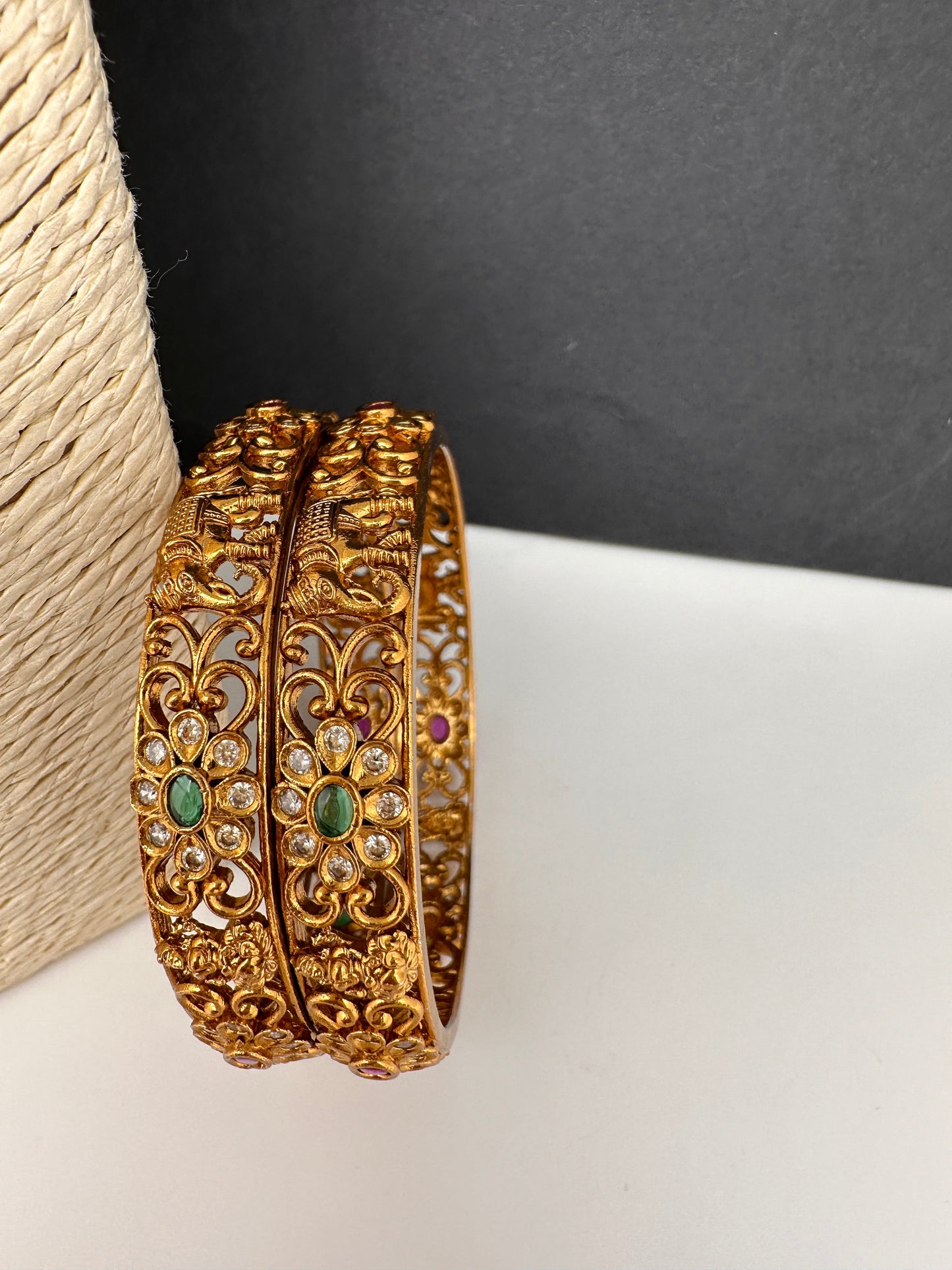 Matte Multi Color Goddess Laksmi and Elephant Bangles