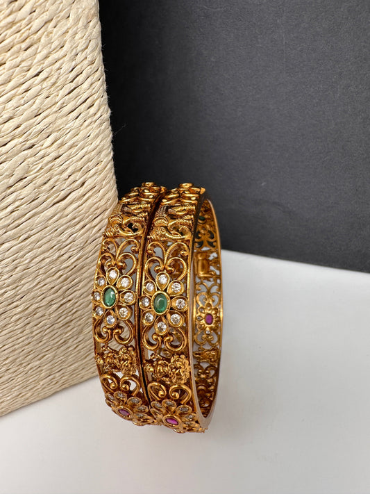 Matte Multi Color Goddess Laksmi and Elephant Bangles