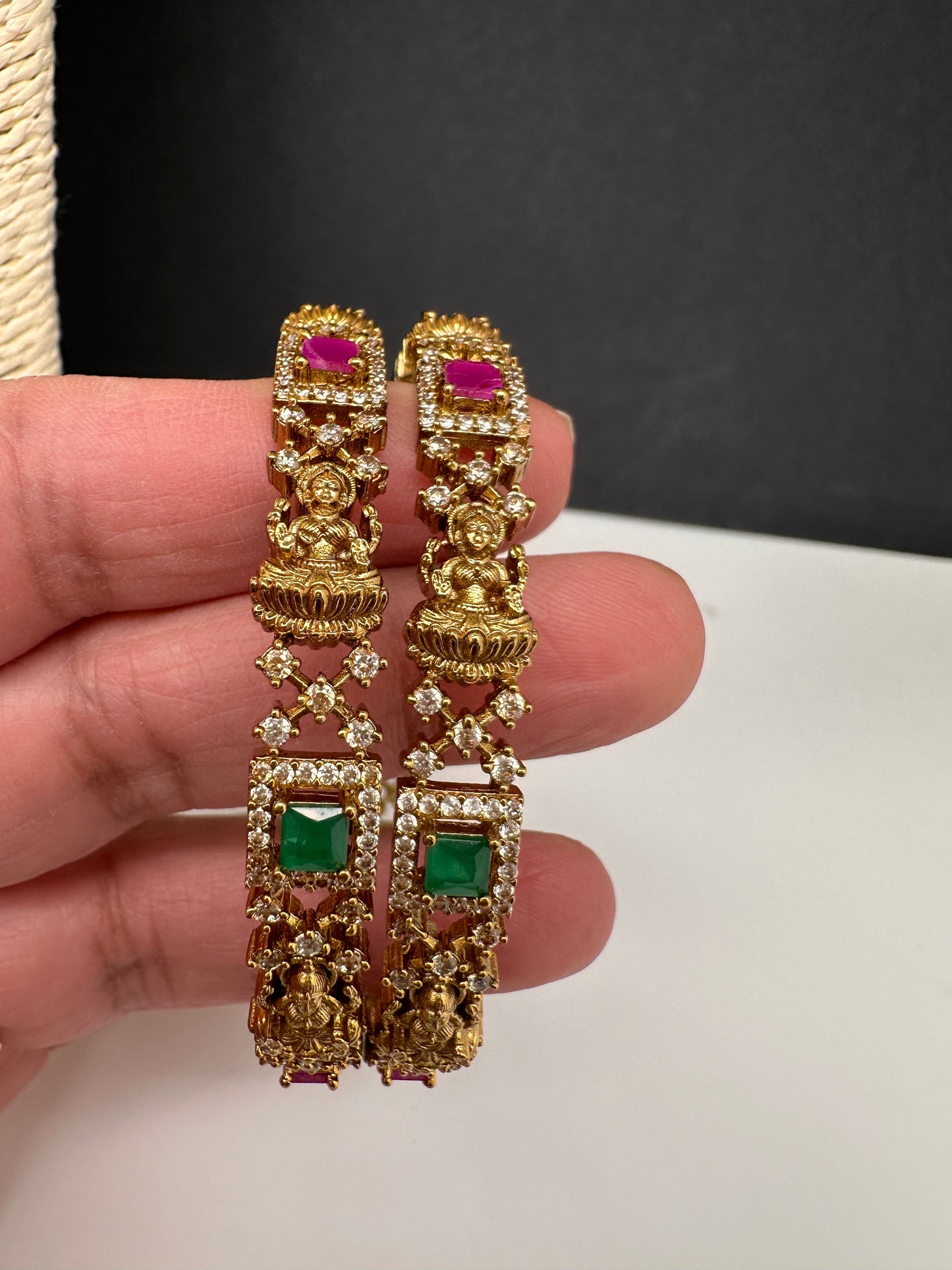 Matte Goddess Lakhmi Multi Color  Bangles