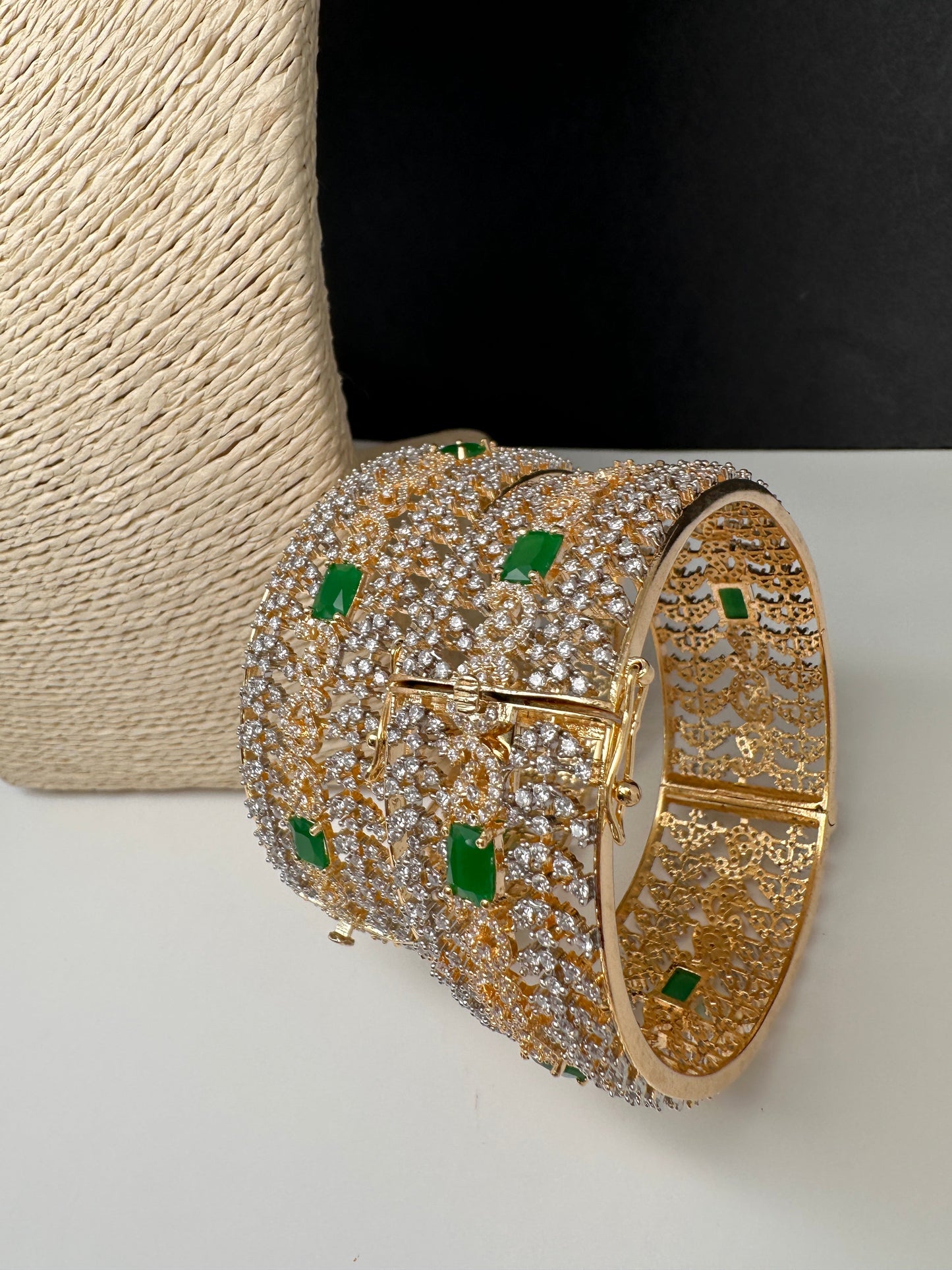 Emerald Green CZ Openable Bangles
