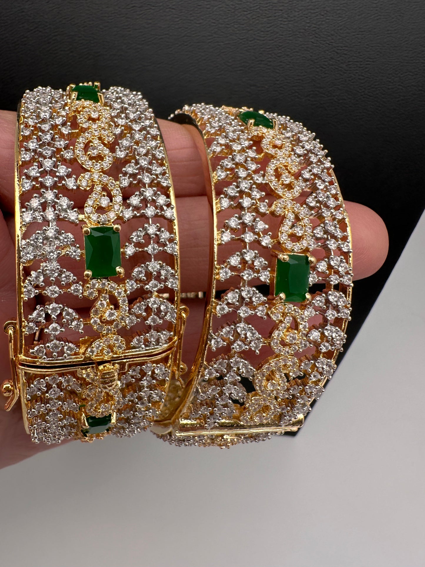 Emerald Green CZ Openable Bangles