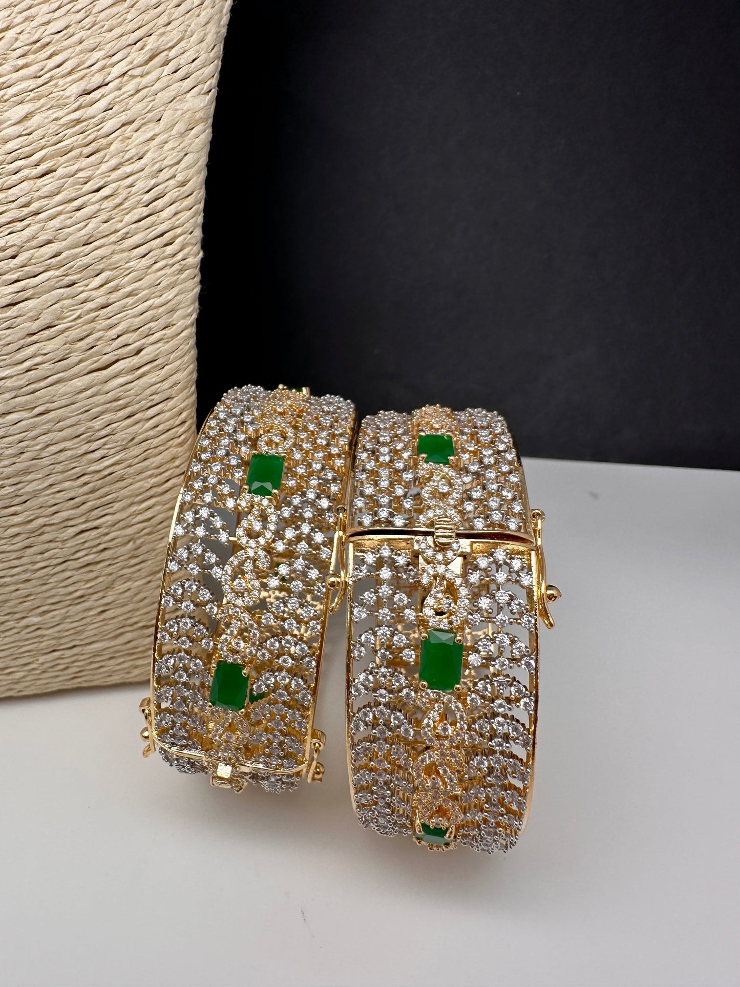 Emerald Green CZ Openable Bangles