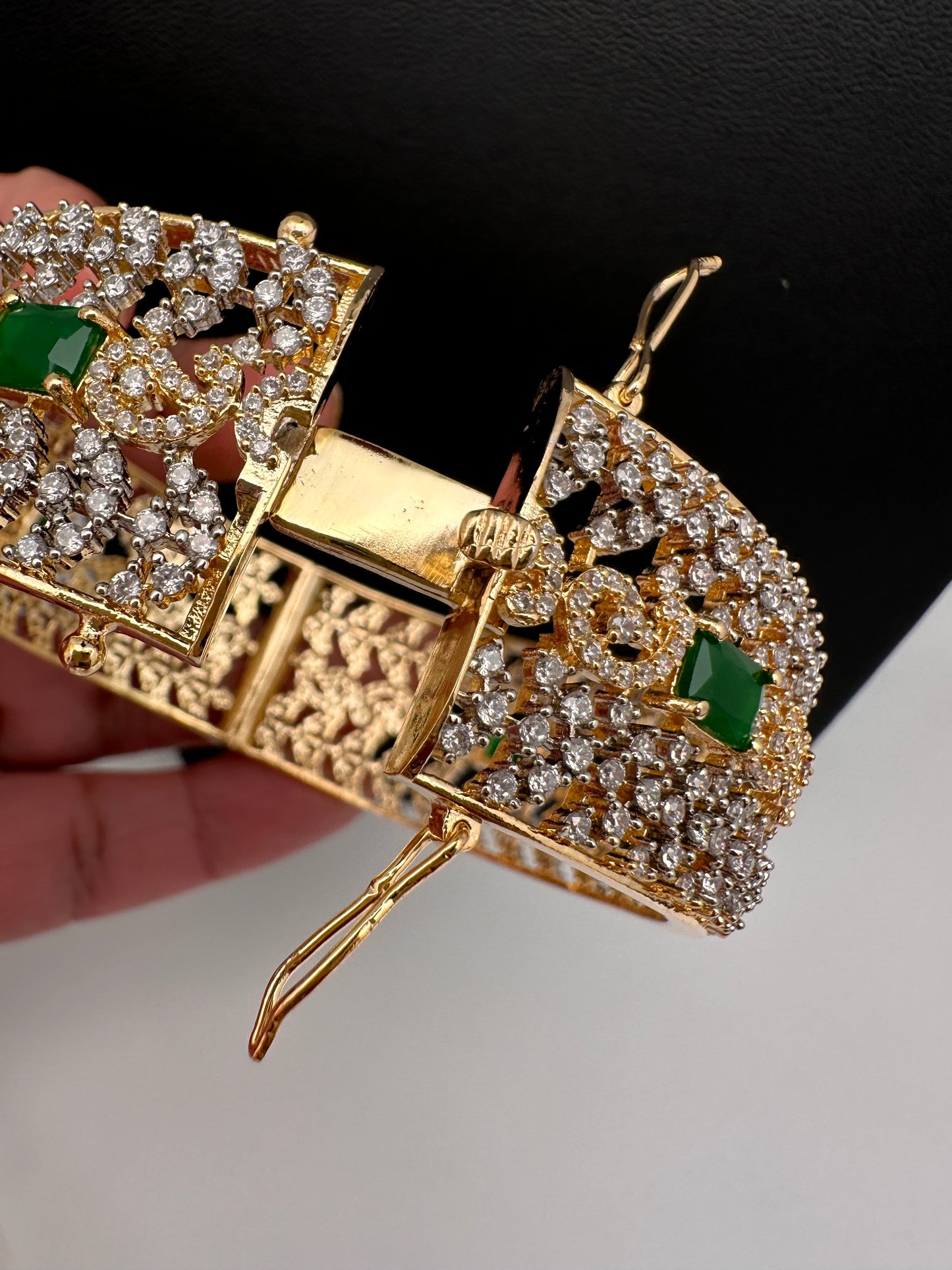 Emerald Green CZ Openable Bangles