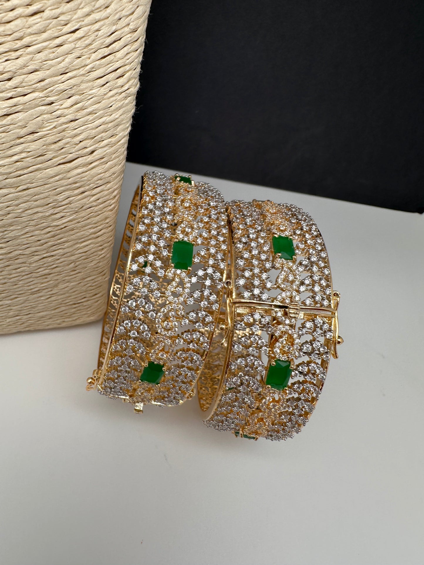 Emerald Green CZ Openable Bangles