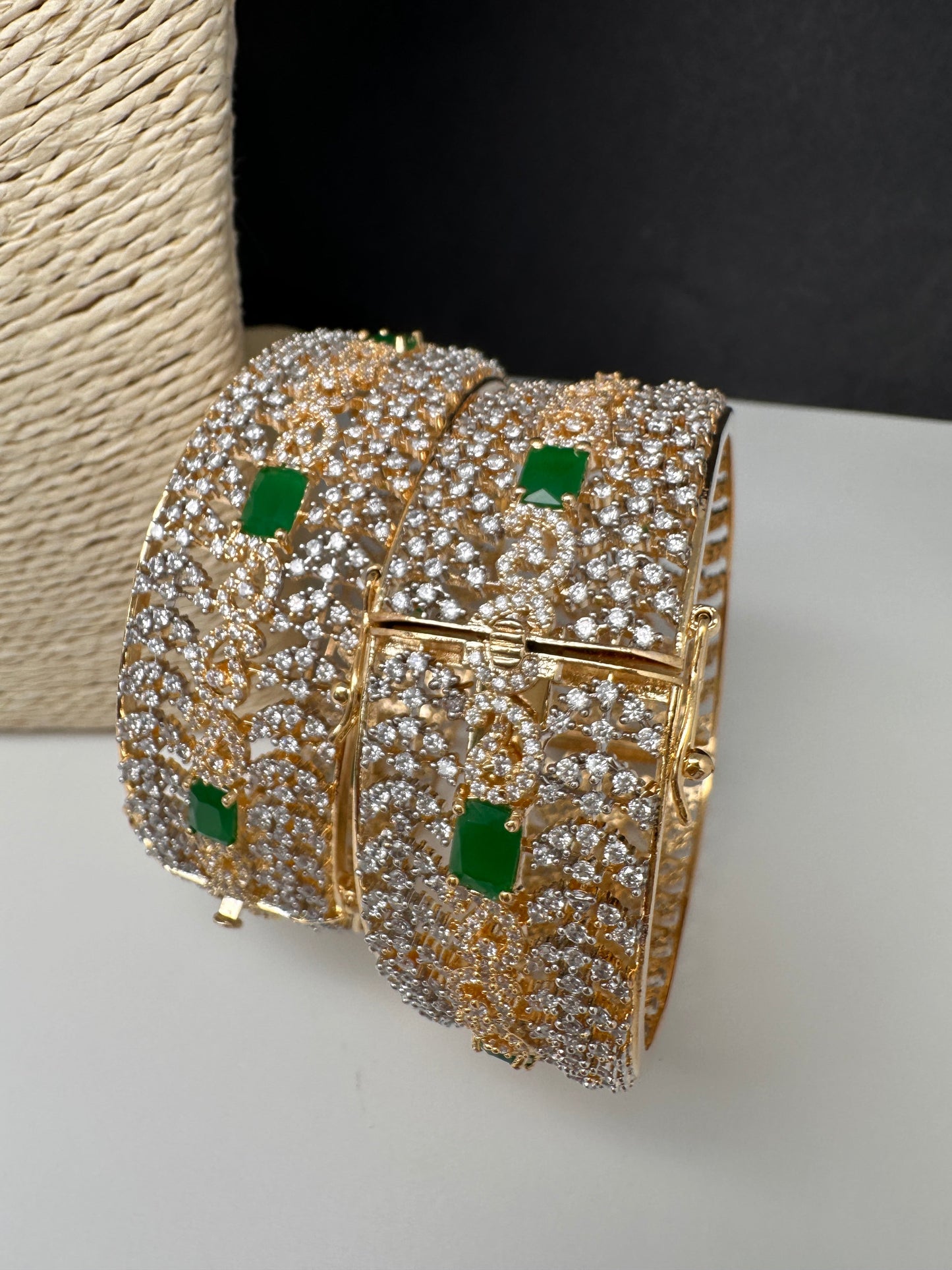Emerald Green CZ Openable Bangles