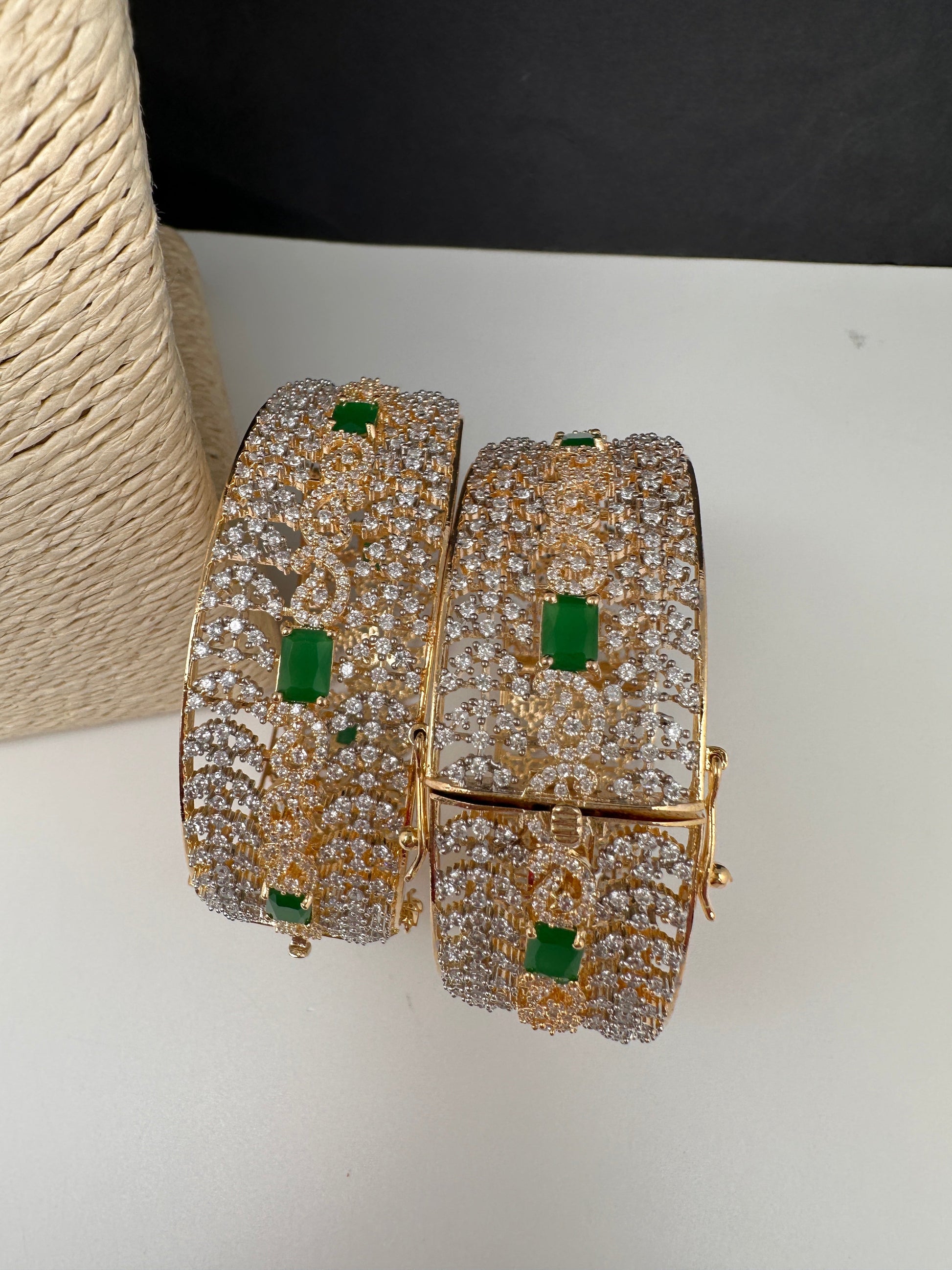 Emerald Green CZ Openable Bangles