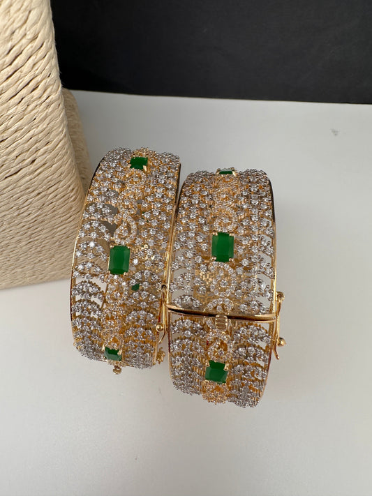 Emerald Green CZ Openable Bangles
