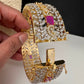 Ruby Pink CZ Openable Single Kada Bangle