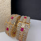Ruby Pink CZ Openable Single Kada Bangle