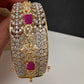 Ruby Pink CZ Openable Single Kada Bangle