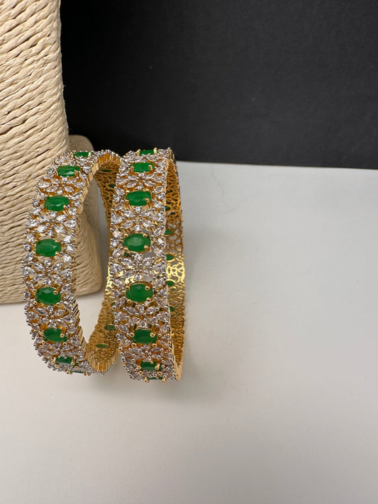 Emerald Marquise Cut American Diamond Bangle