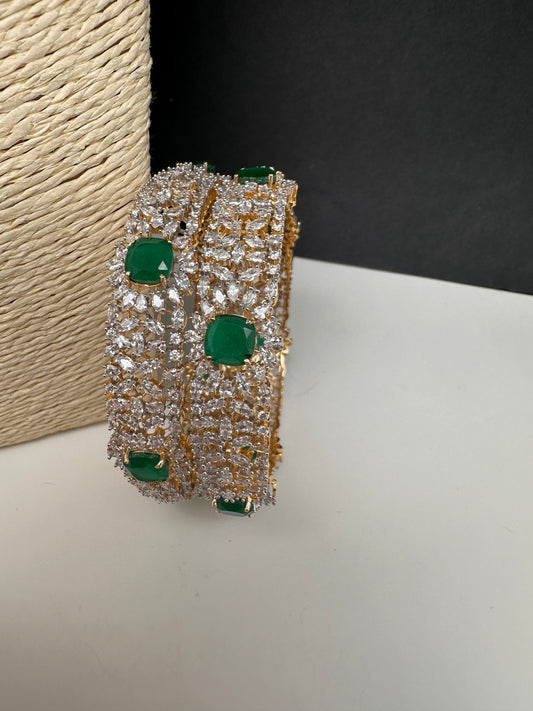Emerald Marquise Cut American Diamond Kada Bangle