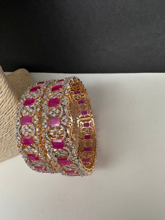 Openable Ruby Marquise Cut American Diamond Kada Bangle
