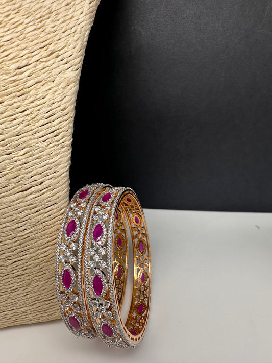 AD Ruby Diamond Finish Bangles