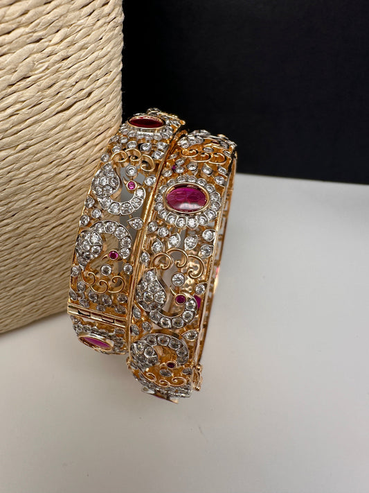 AD Ruby Peacock Openable Bangles