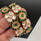 Kundan Green Beads Openable Kada Bangles