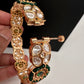 Kundan Green Beads Openable Kada Bangles