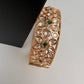 Kundan Floral Green Openable Kada Single Bangle