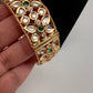 Kundan Floral Green Openable Kada Single Bangle