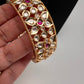 Kundan Floral Red Openable Kada Single Bangle