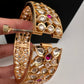 Kundan Floral Red Openable Kada Single Bangle