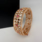 Kundan Floral Red Openable Kada Single Bangle
