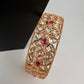 Kundan Floral Red Openable Kada Single Bangle