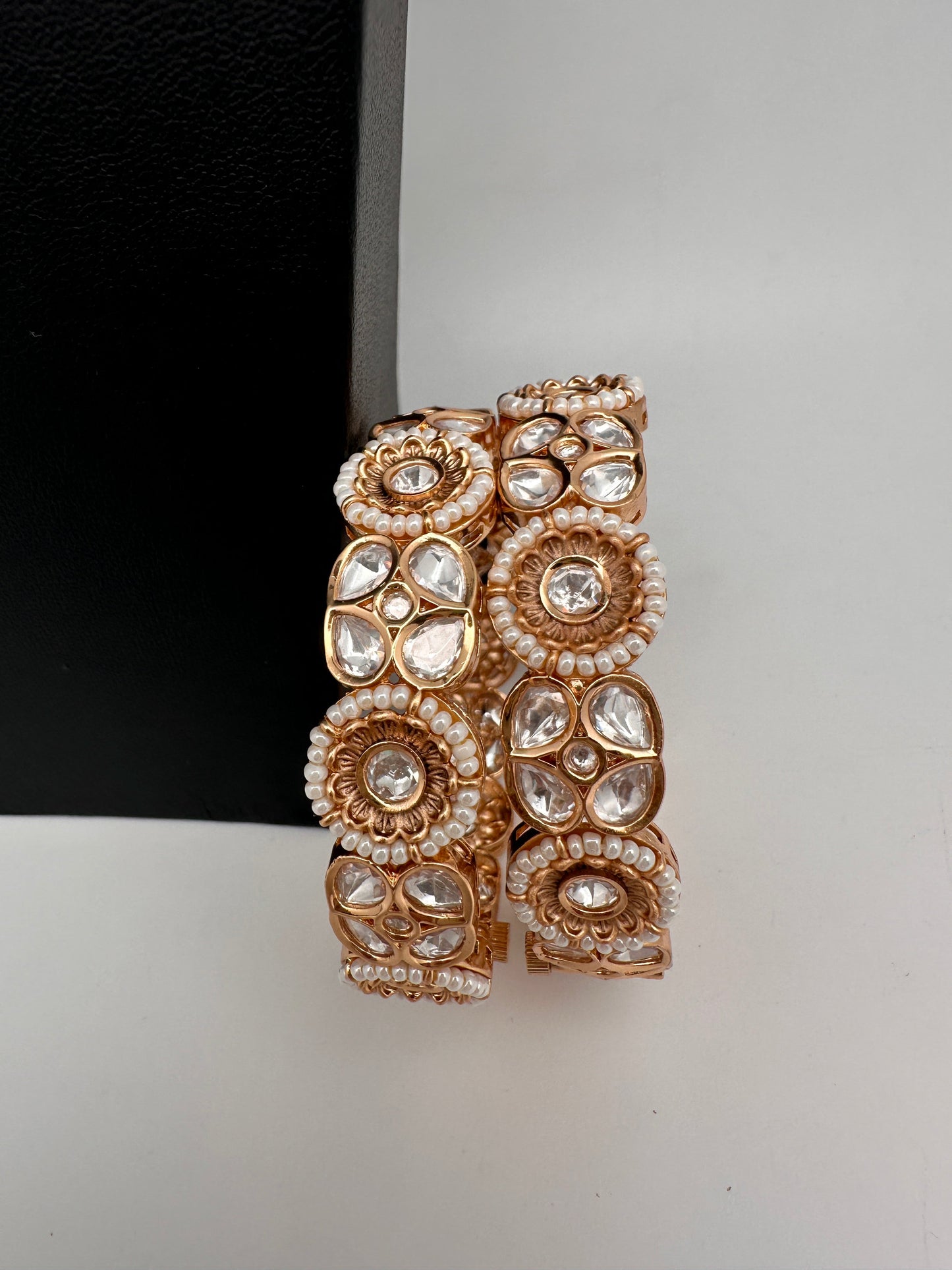 Kundan Pearls Openable Kada Bangles
