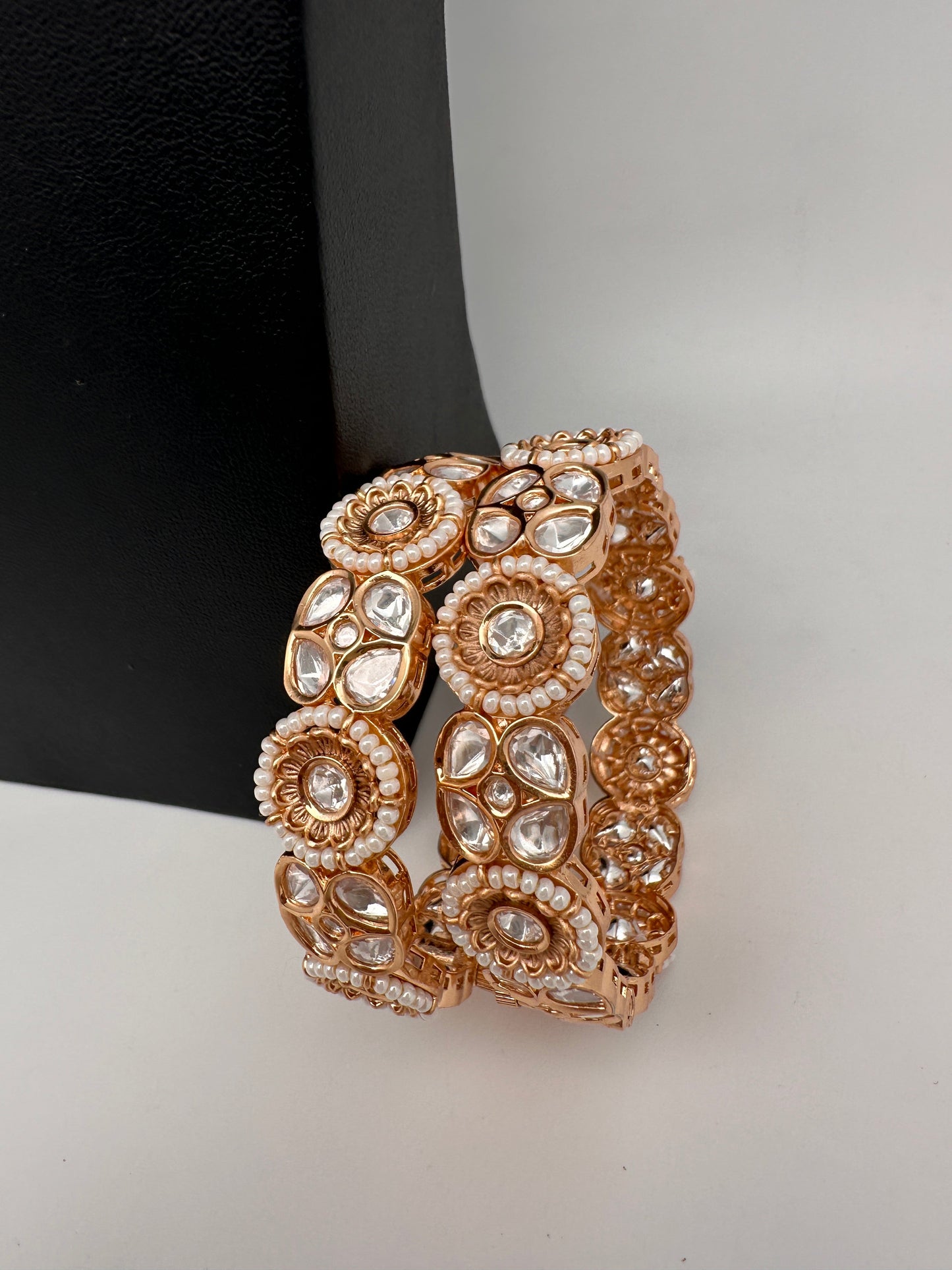 Kundan Pearls Openable Kada Bangles