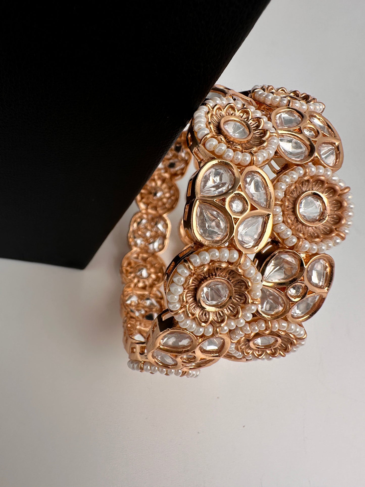 Kundan Pearls Openable Kada Bangles