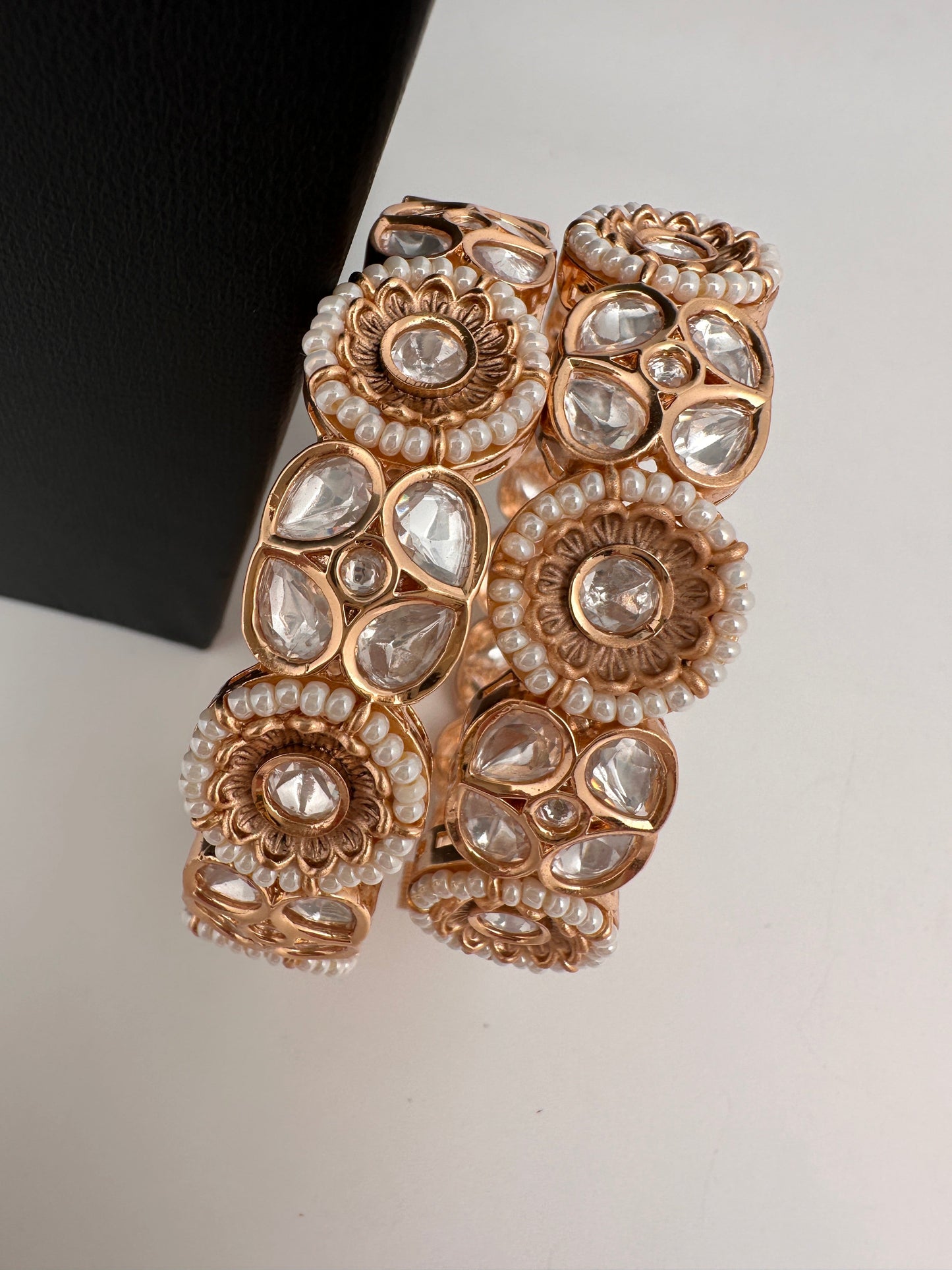 Kundan Pearls Openable Kada Bangles