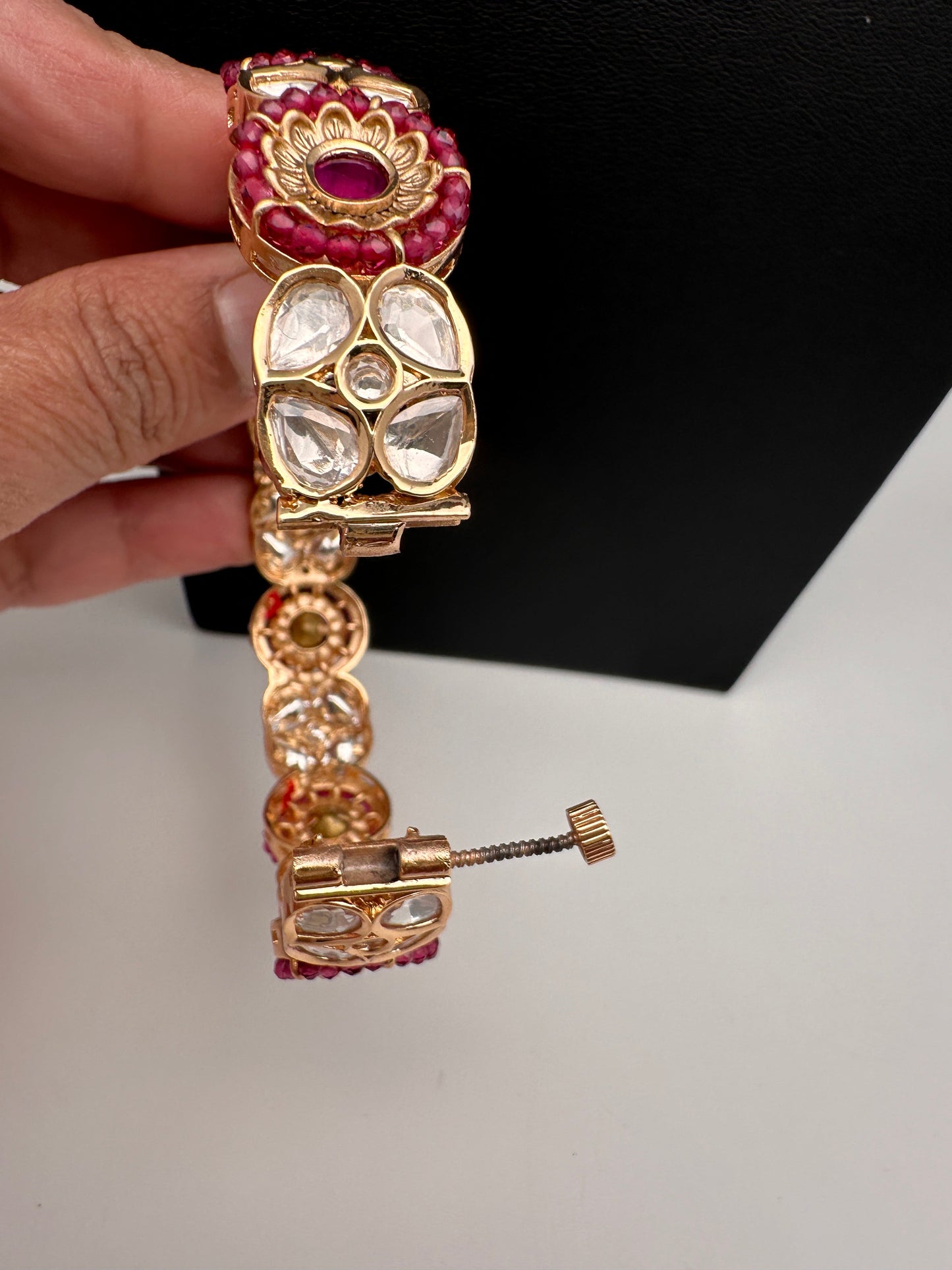 Kundan Red Openable Kada Bangles