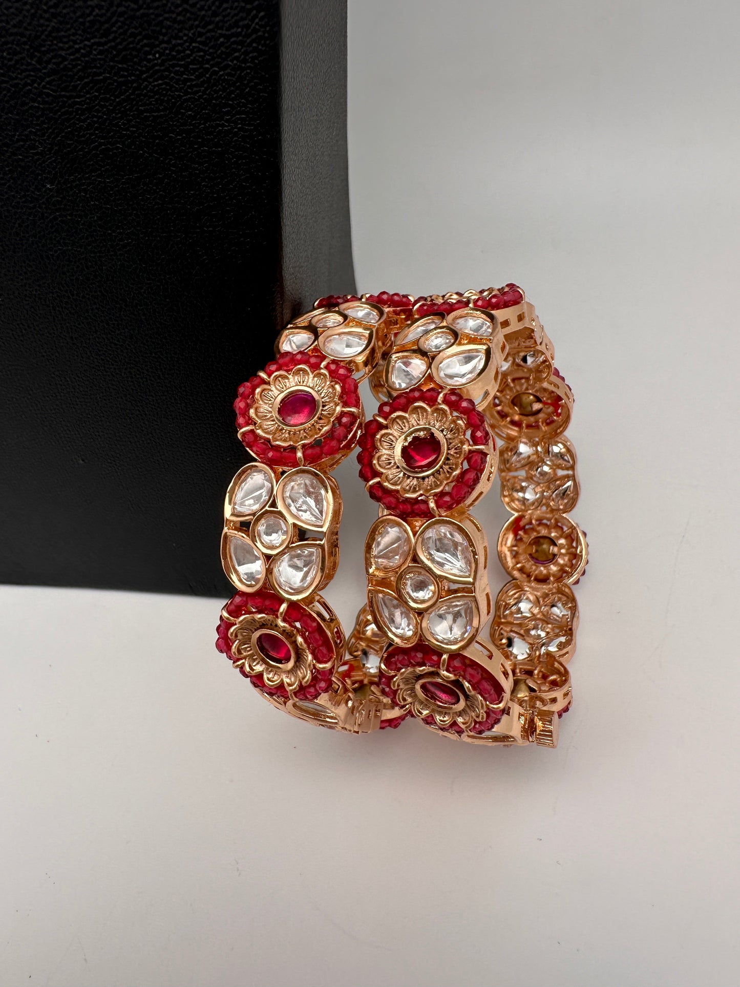 Kundan Red Openable Kada Bangles