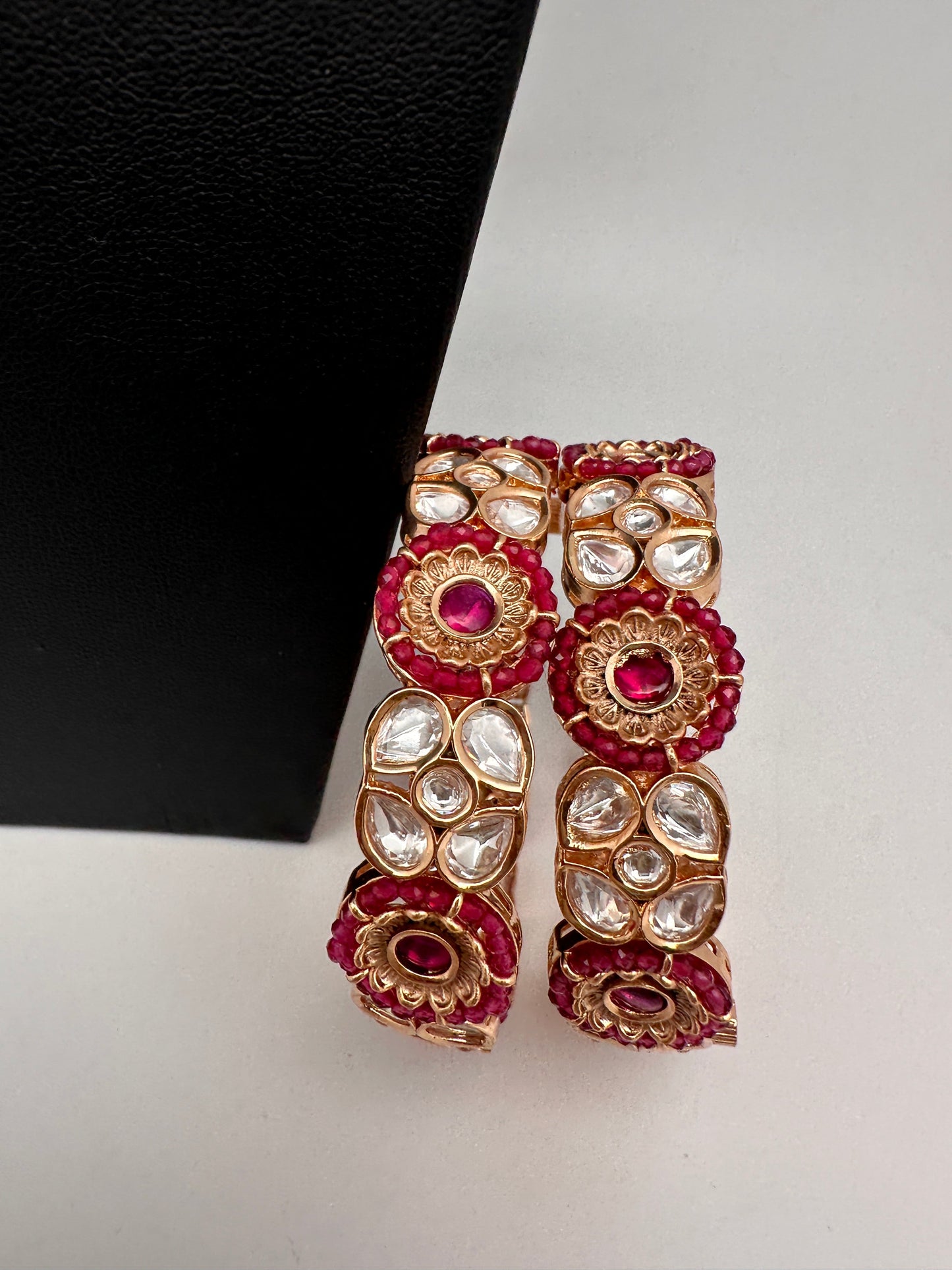 Kundan Red Openable Kada Bangles