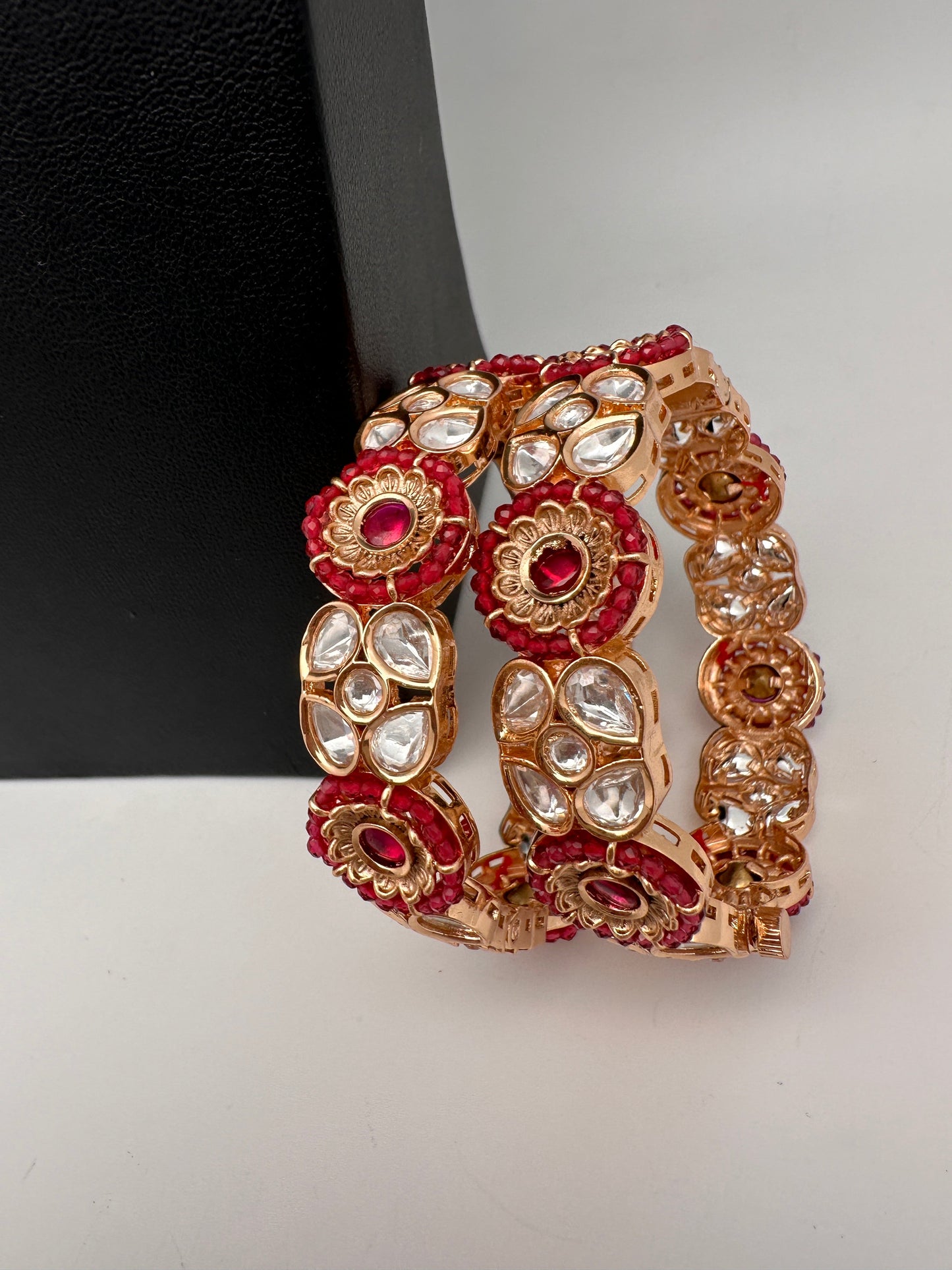 Kundan Red Openable Kada Bangles