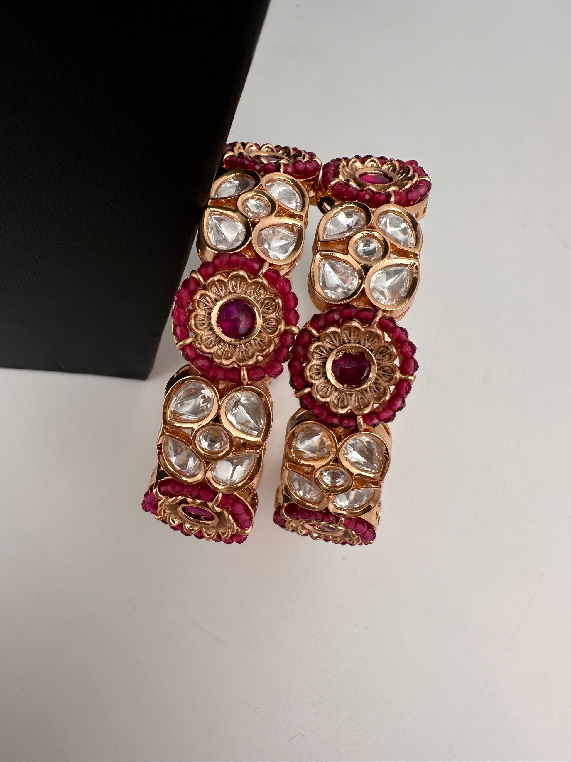 Kundan Red Openable Kada Bangles