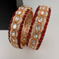 Kundan Red Beads Pearls Openable Kada Bangles