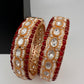 Kundan Red Beads Pearls Openable Kada Bangles