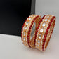 Kundan Red Beads Pearls Openable Kada Bangles