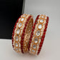 Kundan Red Beads Pearls Openable Kada Bangles