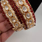 Kundan Red Beads Pearls Openable Kada Bangles