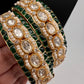 Kundan Green Beads Pearls Openable Kada Bangles