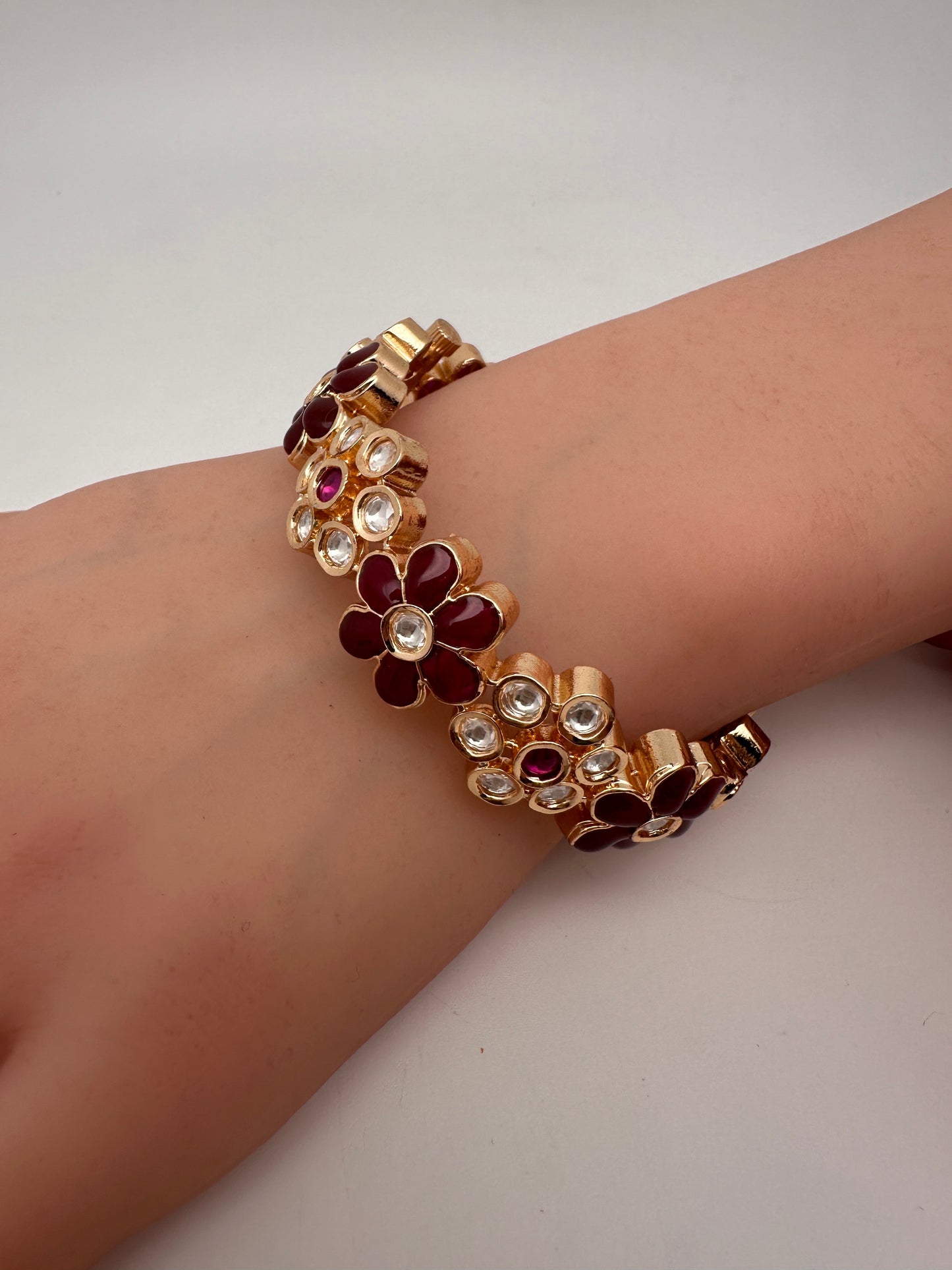 Kundan Red Openable Kada Bangles